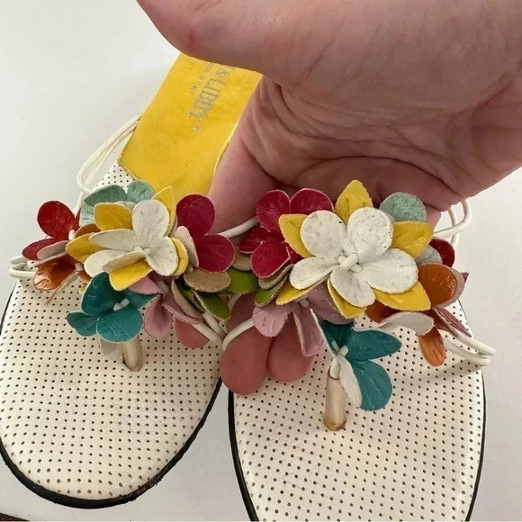 Sam & Libby kitten heels 6 Italian leather floral flip flop y2k barbiecore - Picture 11 of 13
